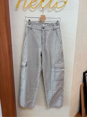 Spanish Brand Yerse Striped Cargo Jeans - Navy Blue & White NWOT